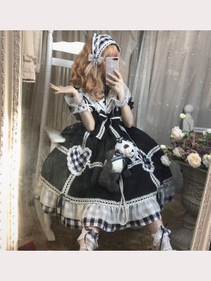 Plaid Rabbit Lolita Style Dress OP (DJ10)